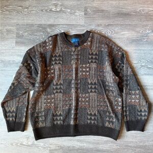 Men's towncraft vintage Pattern Sweater - Brown